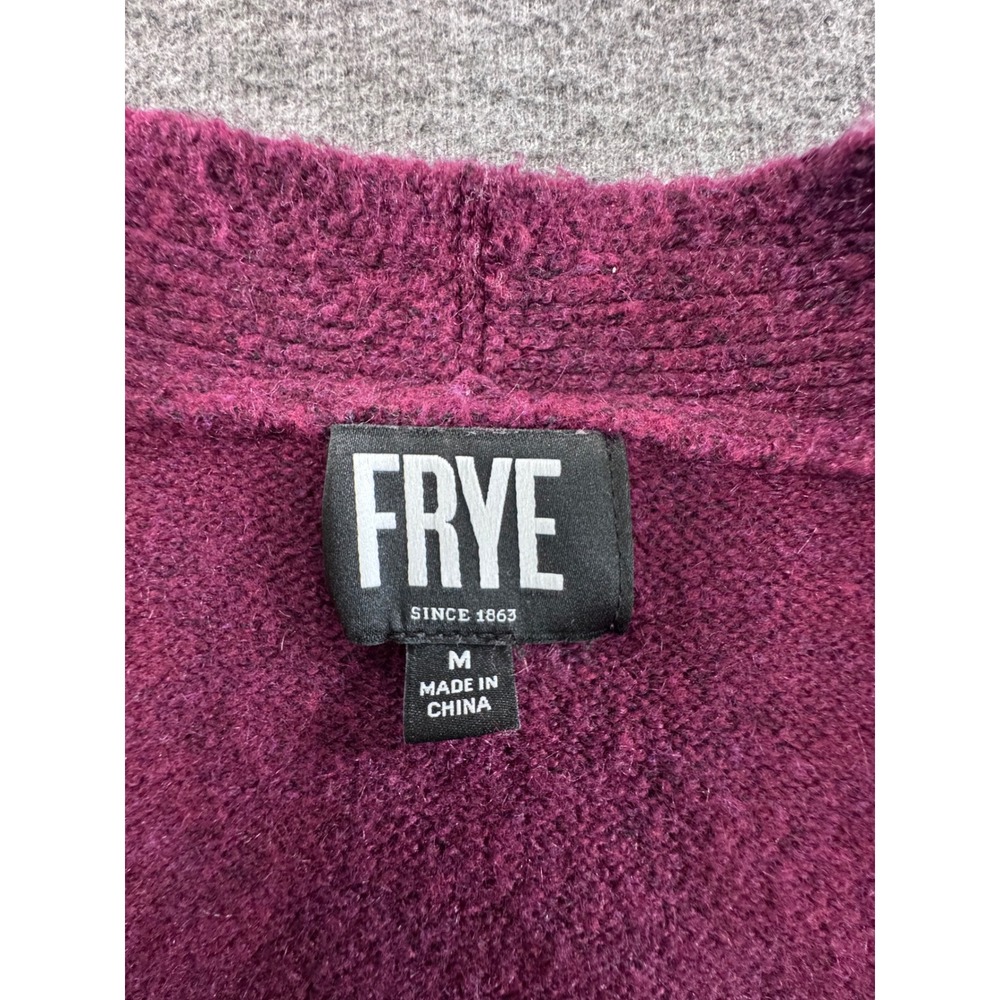 Frye Womens Burgundy Southwestern Geometric Open Front Cardigan Sweater Medium - Picture 2 of 9